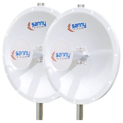 Pack de 2 Antenas Direccionales Sanny STD6G25M2-2PK, MIMO 2x2, 4.9-6.5 Ghz, 25 dBi, 40 cms, Conectores N