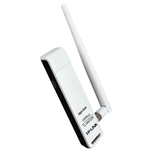Adaptador Inalámbrico TP-Link TL-WN722N, USB, 150 Mbps, 2.4 GHz, Antena desmontable de 4 dBi