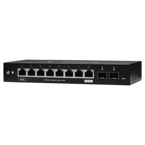 Ubiquiti EdgeSwitch ES-10X, 8 Ptos Gb PoE de 24V Pasivo, 2 SFP, Administrable