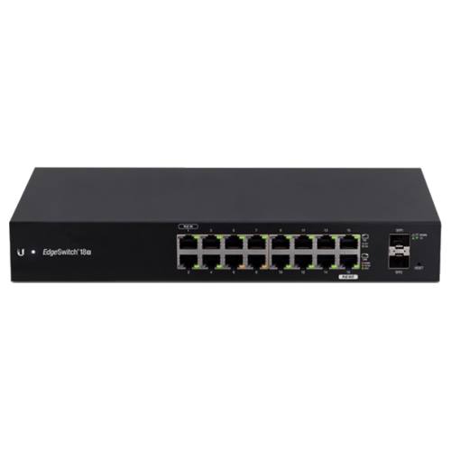 Ubiquiti EdgeSwitch ES-18X, 16 Ptos Gb, 2 Ptos SFP, Administrable, para Rack o Escritorio