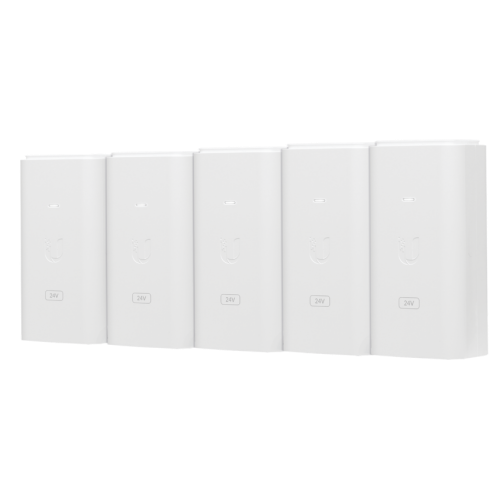Pack de 5 Unidades Ubiquiti POE-24-12W-5P, 24 V, 0.5 Amp, Gigabit, Blanco