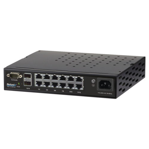 WISP Switch Netonix WS12250AC, 12 ptos Gb PoE, 2 Ptos SFP, Entrada 110/210 Vca